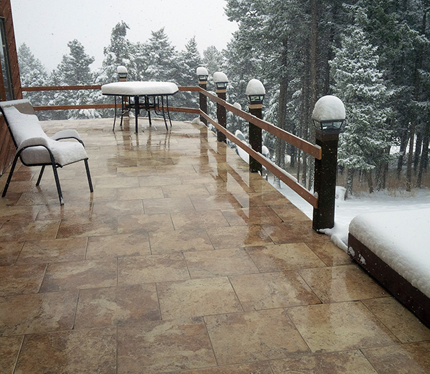 Heated paver balcony at mountain cabin