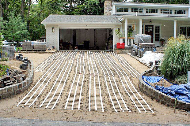 Heated paver driveway installation